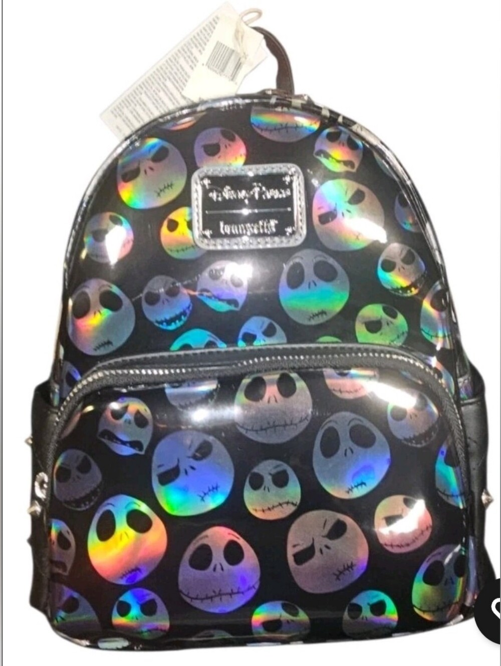 Loungefly Black Holographic Jack Skellington Mini Backpack
